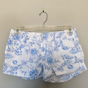 White Cotton Floral Shorts